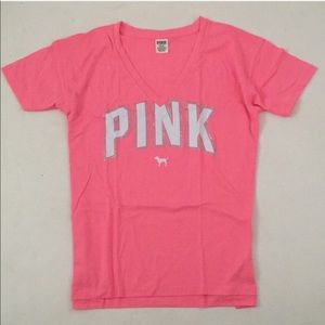 VS Pink Bling logo short sleeve tee